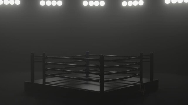 Boxing ring virtual Studio Set. Very high quality. Retro vintage 4K video.