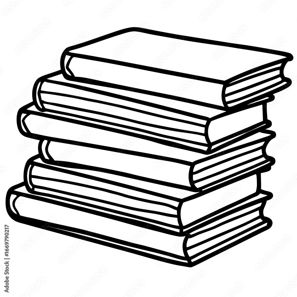 Poster a large pile of colorful books is stacked neatly, with some open pages visible