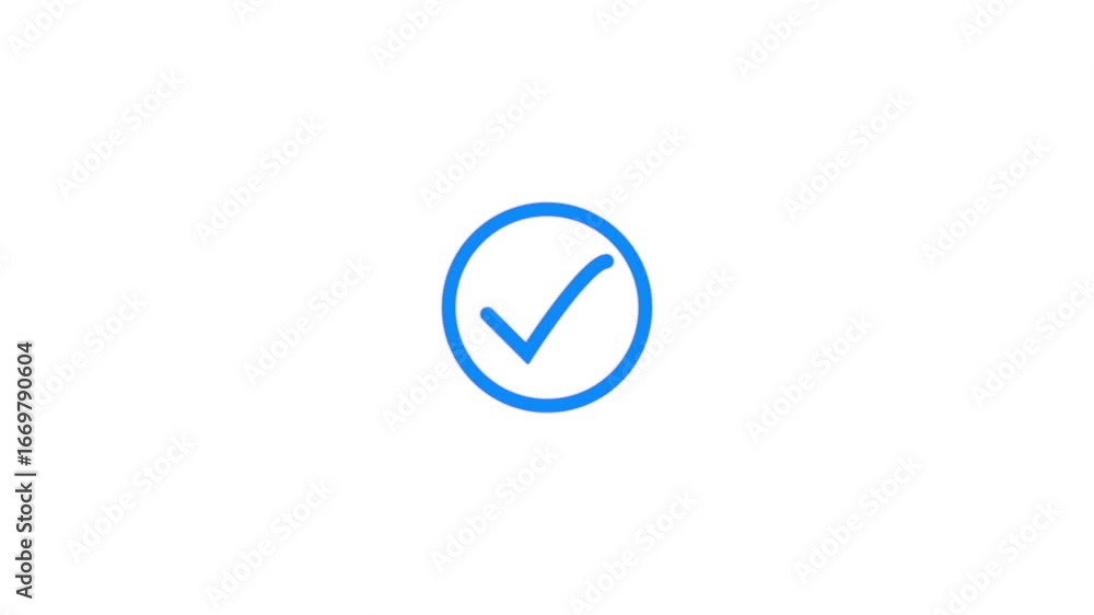 Poster approved text icon, on solid background animation 4k video. tick mark icon animation background. glo