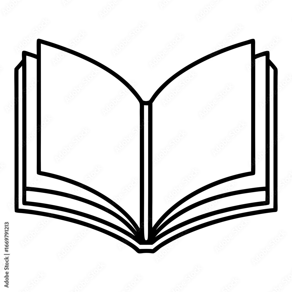Poster vector illustration of a blank, open book with empty pages isolated on a white background