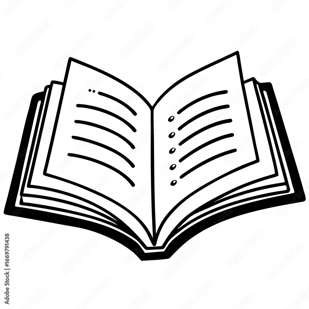Poster an open book vector illustration depicting a blank page for reading and studying literature