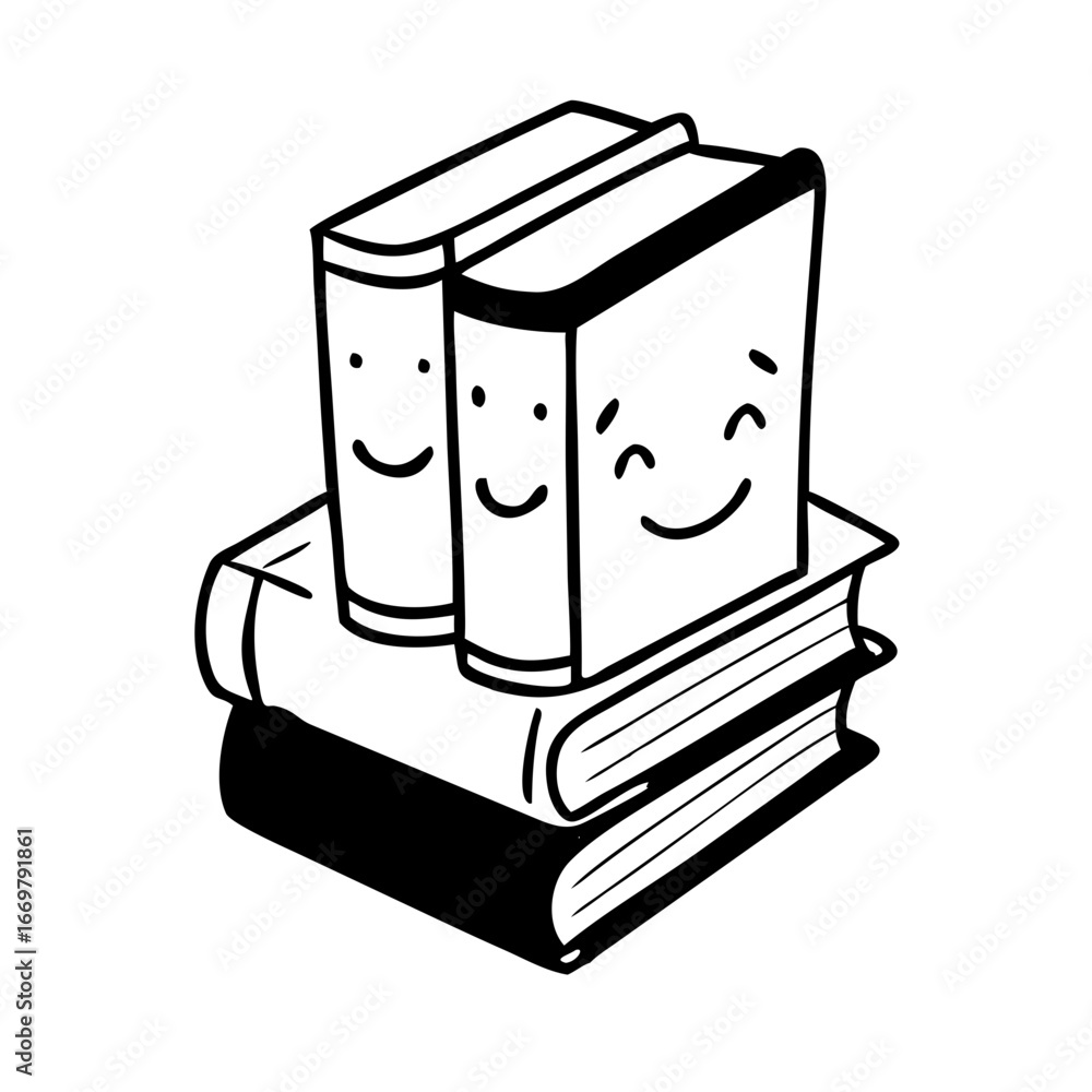 Poster isolated books in a red container stack on a white background with a colorful illustration