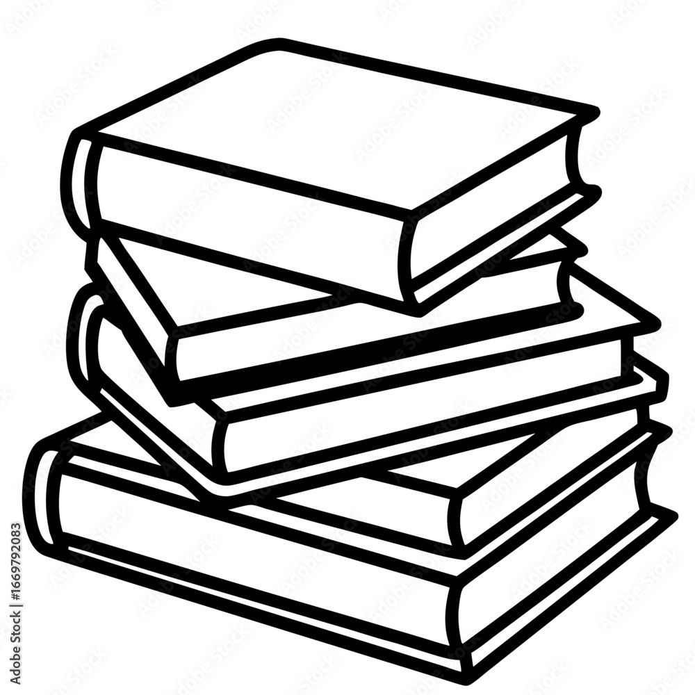 Poster a colorful stack of old books for study and learning, isolated on a white background