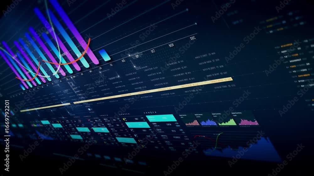 Poster dynamic data visuals for business info graphics, animated charts, and data-driven insights for a bus