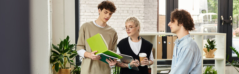 Collaboration among young professionals in a modern office environment