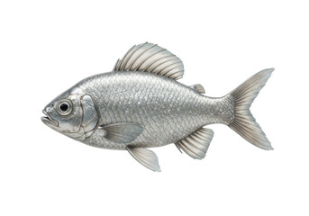 Fototapeta premium Isolated silver fish animal, side view swimming in water, scales, detailed artwork