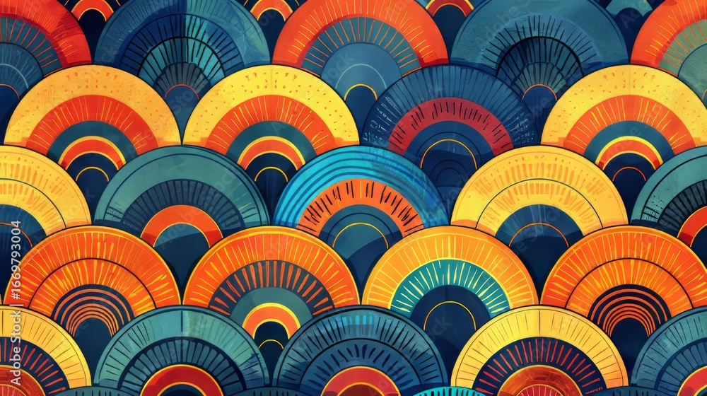 Poster the image shows a seamless, geometric pattern composed of overlapping arches.