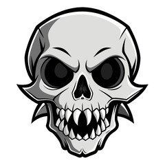 Obraz premium A vector illustration of a scary pirate skull with sharp teeth and bones