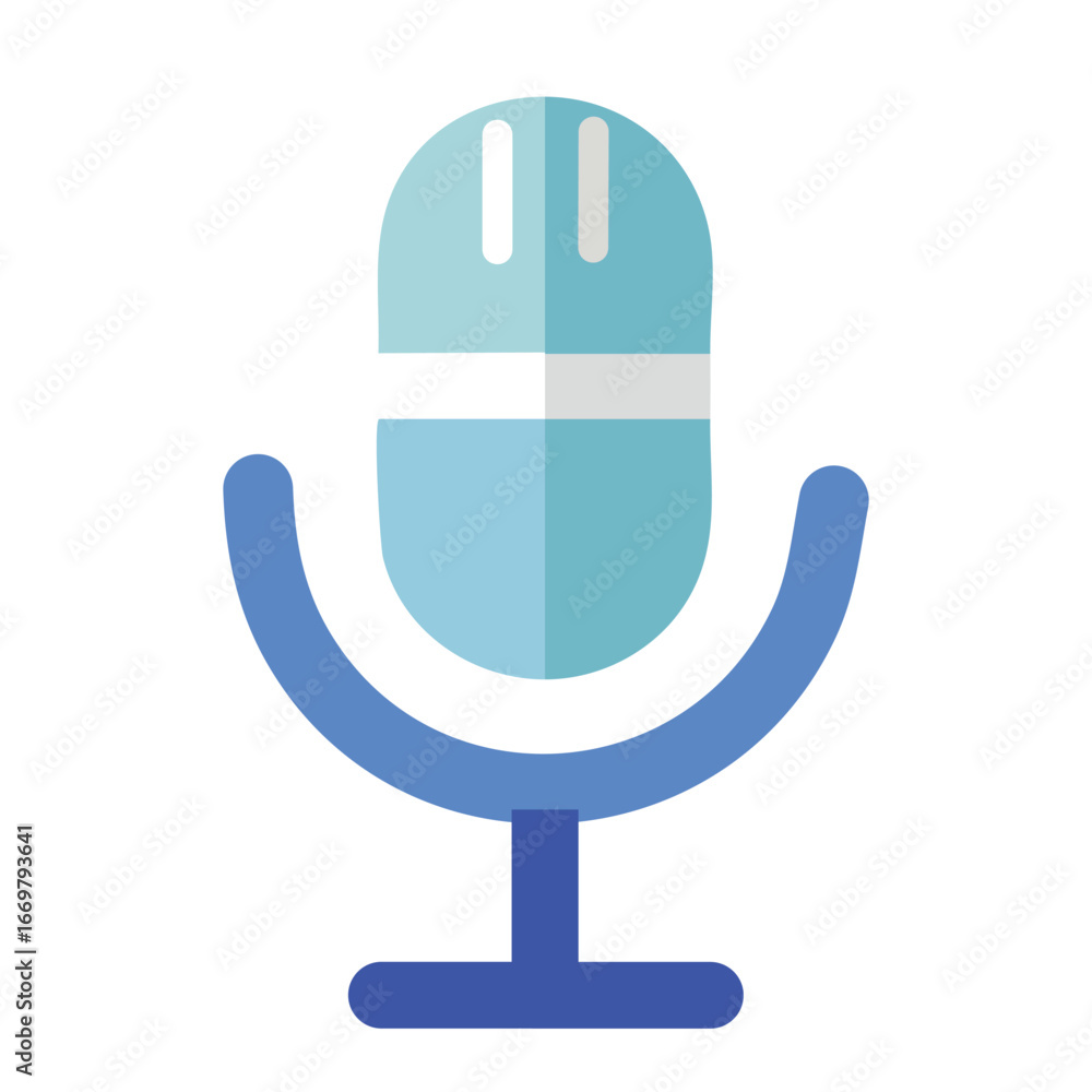 Poster a vibrant and simple vector icon of a microphone with sound waves, representing a live broadcast and