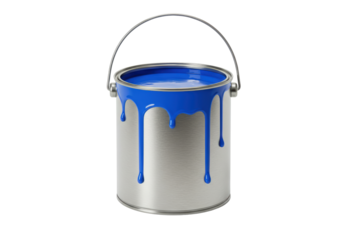 Isolated Blue Paint Bucket with Dripping Color Perfect for DIY Projects and Home Improvement