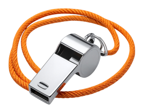Coaching Whistle with Safety Lanyard Isolated