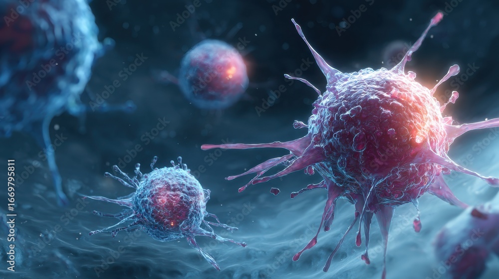 Poster a vibrant, microscopic view of viruses displaying intricate structures and textures, highlighting th