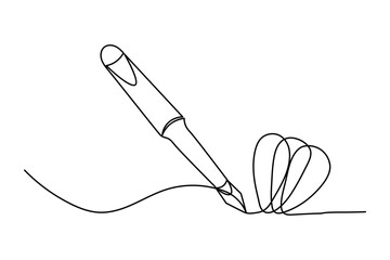 Simple ball pen one line art minimal outline vector design
