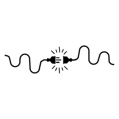 This is a pixel design illustrating a cable unplugged with a 404 lost connection sign, symbolizing cord disconnection, internet error, or loading failure in a minimal flat style.