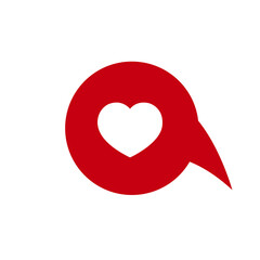 Red Chat Bubble with Heart Icon – Love and Communication Symbol