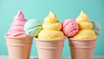 Bright Rainbow Dessert Presentation Featuring Fun Vibrant Ice Cream Cone
