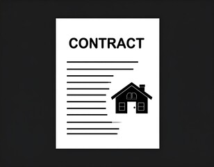 Simple document with contract and house icon