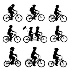 silhouettes of cyclist