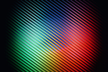 Multicolor diagonal gradient stripe luminous abstract design. Green blue red glowing neon lines with smooth motion effect. Futuristic vibrant digital background wallpaper.