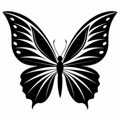 Butterfly Wings Spread vector clean black silhouette design white background