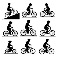 Obraz premium silhouette of a boy with a bicycle