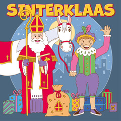 Sinterklaas and Piet with horse