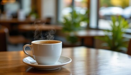 create a visually appealing image of a cup of coffee placed on a table