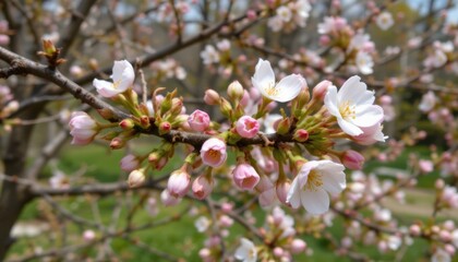 Fototapeta premium a tree with new buds in full bloom.