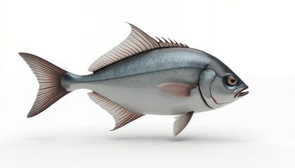 Fototapeta premium Silver Blue Fish With Fins And Tail aquatic marine