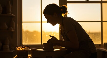 Potter's Silhouette Crafting Clay at Golden Hour