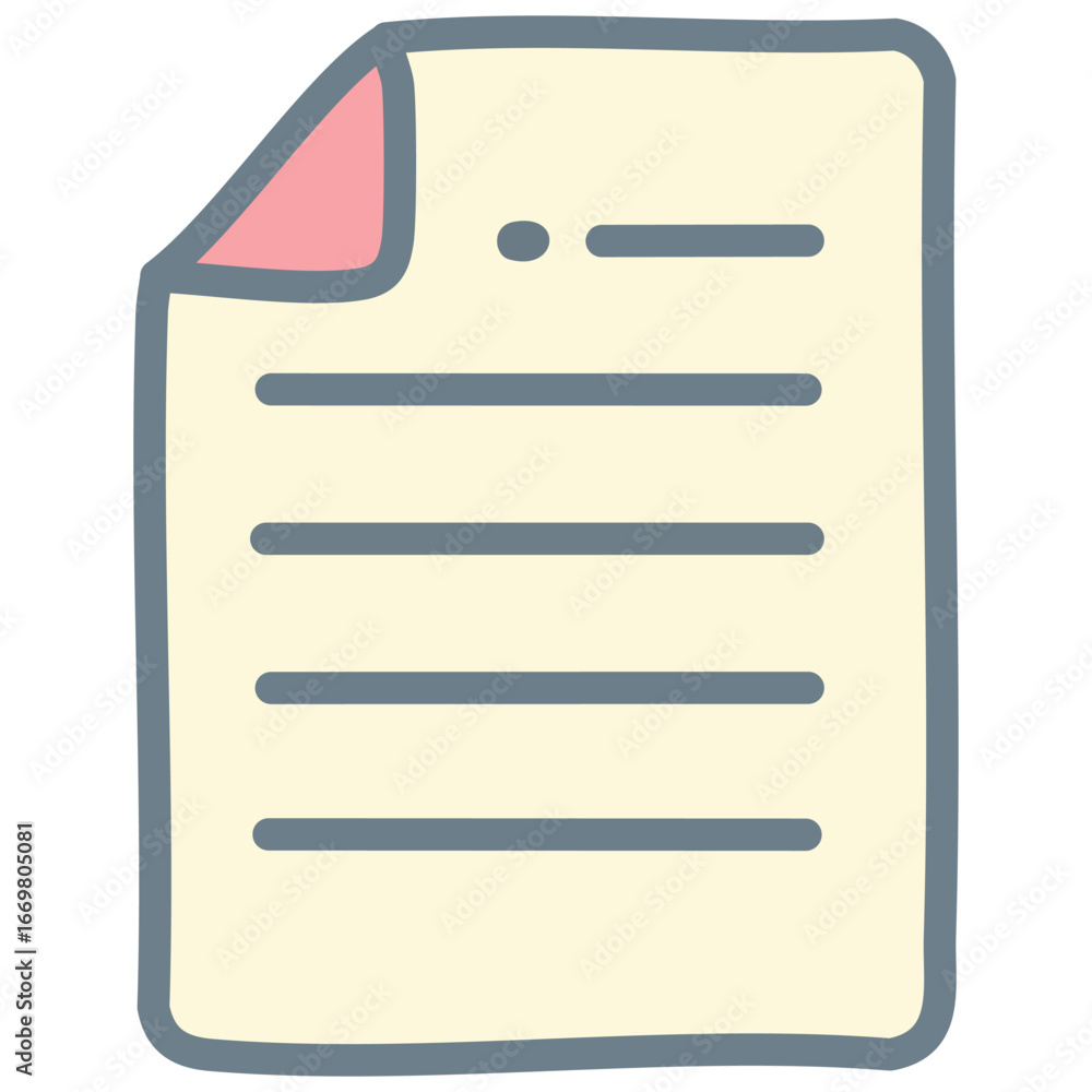 Poster a stylized vector icon of a piece of paper with a paperclip, symbolizing an attached file or a secur