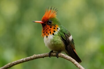 Colorful bird perched branch