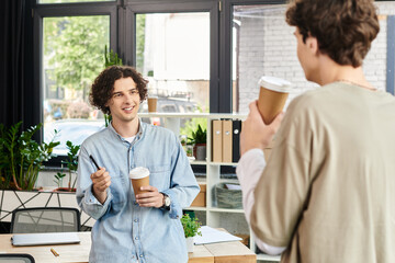 Engaging discussion among young professionals in a modern office environment