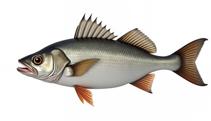 Obraz premium Silver scaled fish with orange fins and spiky dorsal fin aquatic seafood