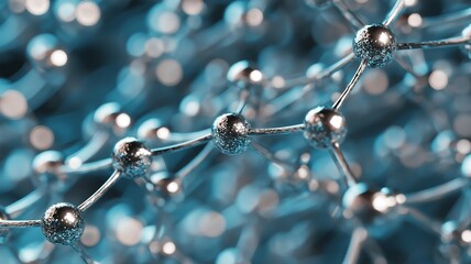 This display features metallic molecules interconnected, illustrating complex scientific structures.