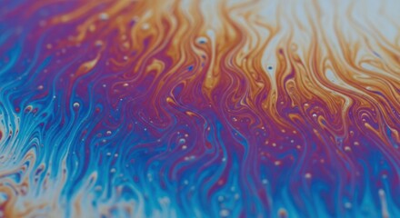 Abstract iridescent swirls of color in a macro photograph