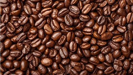 Obraz premium Roasted Coffee Beans Seamless Background Texture – International Coffee Day Concept