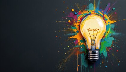 innovative lightbulb idea concept: a lightbulb made out of paint, with a unique design concept illustrated in the image, subject: a light bulb, painted and creatively designed