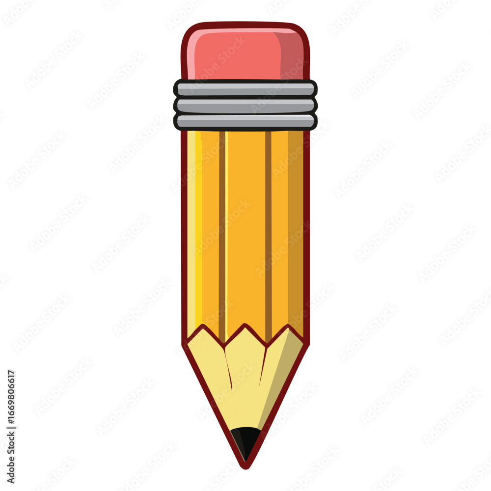 Poster a sleek and professional vector icon of a pencil with an eraser, designed for a variety of digital a