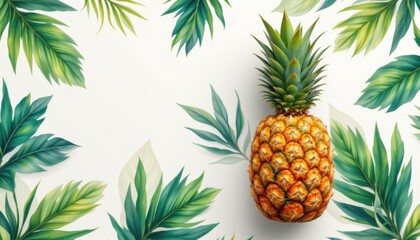 Fototapeta premium create a polished illustration of a pineapple on a seamless background using technology