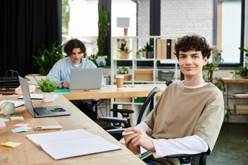 Young professionals engaged in collaborative work environment showcasing creativity and dedication