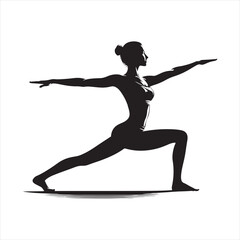 Clean black vector silhouette of Tadasana yoga pose with strong clear outline, balanced standing girl, simple minimal design, meditation fitness wellness exercise illustration