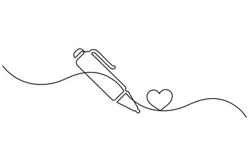 Obraz premium Simple ball pen one line art minimal outline vector design 