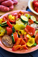 Grilled Vegetables, Sausage, Peppers, Zucchini, Eggplant