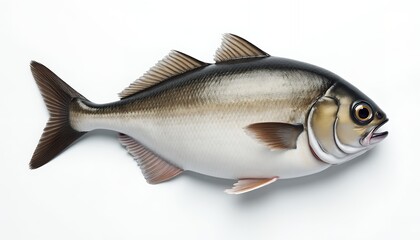 Obraz premium Silver scaled fish with dark dorsal fin and large eye aquatic seafood