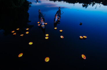 release lanterns in memory of the deceased in Hue.Photo taken on June 22, 2023 in Hue