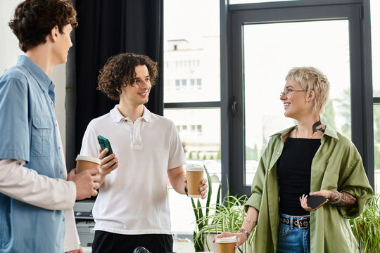 Engaging discussion among youth in a modern office space during a productive workday