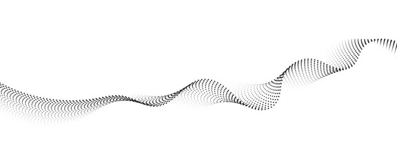 Flowing Dot Wave halftone gradient pattern on transparent background	