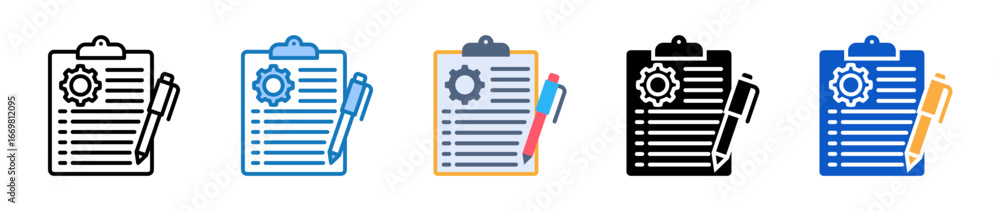 Aufkleber clipboard multiple style icons set design vector illustration.