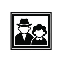 Vintage silhouette portrait icon of a couple in a framed picture for your projects